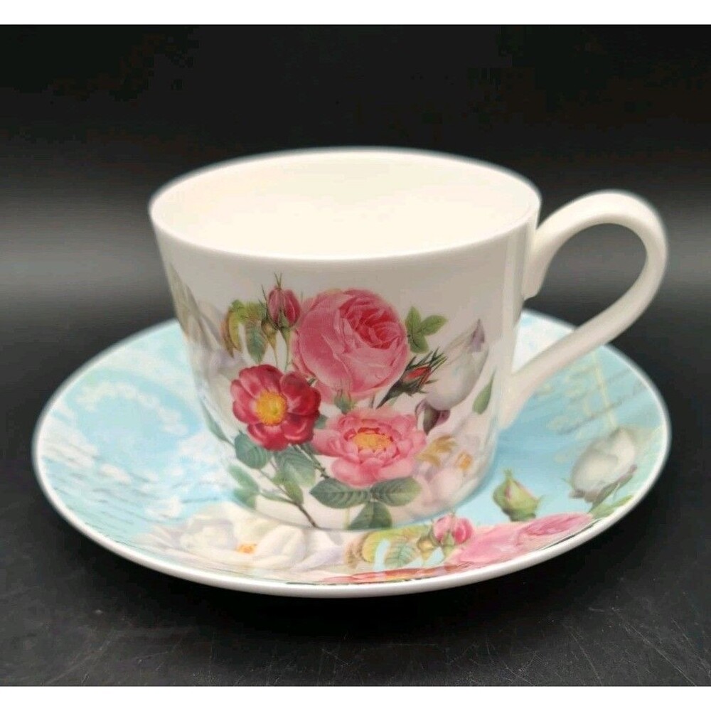 stechcol gracie bone china cup and saucer English Cabbage Rose
